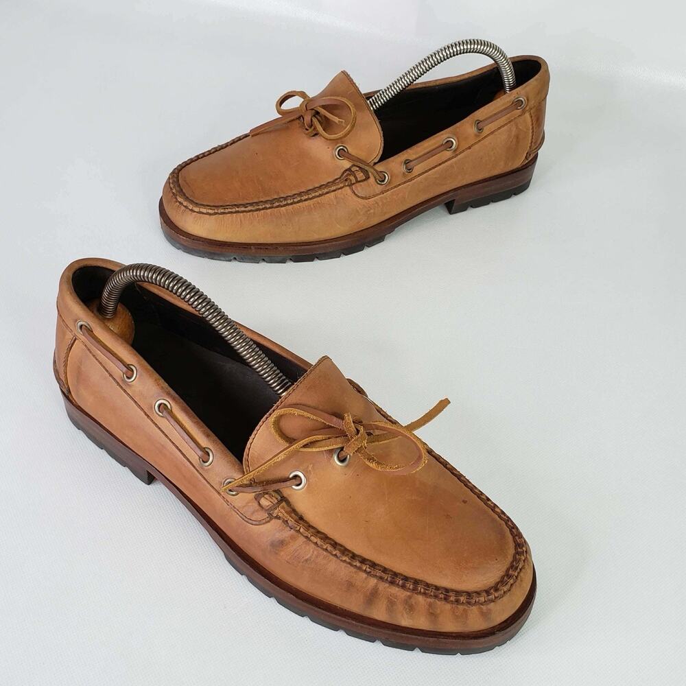 Vintage Polo Country Ralph Lauren Mens Size 9.5 D Boat Shoes Leather Brown
